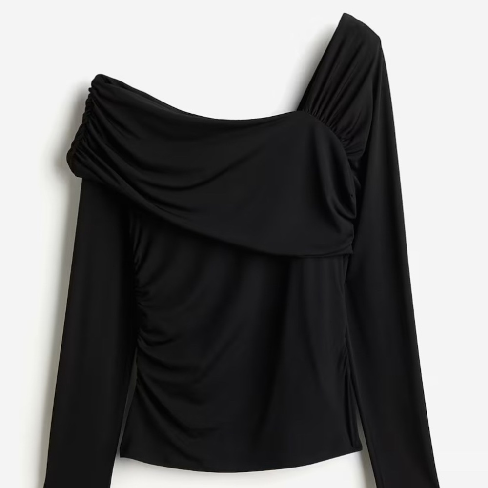H&M Black Asymmetrical Long Sleeve Top